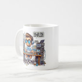 Lustiges Tech-Support-T-Shirt Cartoon Kaffeetasse (Vorderseite Links)