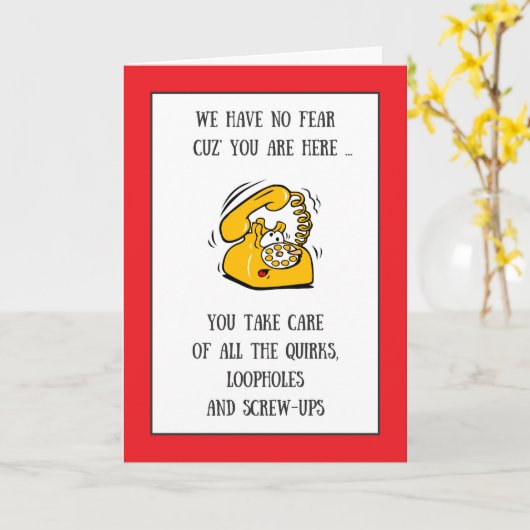 Lustiges Telefon-Verwaltungsfachleute-Tag Karte (Gelbe Blume)