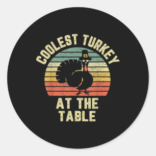Lustiges Thanksgiving-Shirt Retro Coolster Truthah Runder Aufkleber