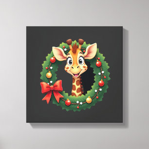 Lustiges Tier-Giraffe-Meme-Gesicht Festliche Weihn Leinwanddruck