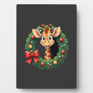 Lustiges Tier Giraffe Meme Gesicht Festliches Xmas Fotoplatte