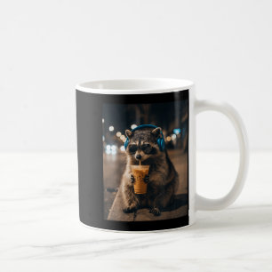 Lustiges Tier-Meme Waschbär, der Eiskaffee trinkt, Kaffeetasse