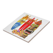Lustiges Tiki Honolulu Hawaii Surfen Fliese (Seite)
