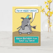 Lustiges Tipsy der Tapir-Geburtstag Karte (Gelbe Blume)