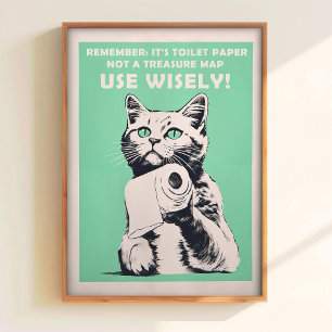 Lustiges Toilettenkatze Poster Retro Gäste Badezim
