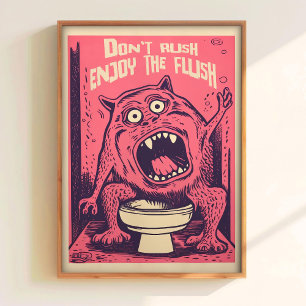 Lustiges Toilettenposter Monster auf der Toilette Poster