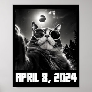 Lustiges totales Sonnenfinsternis-Katzen-Selfie Poster