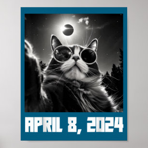 Lustiges totales Sonnenfinsternis-Katzen-Selfie Poster