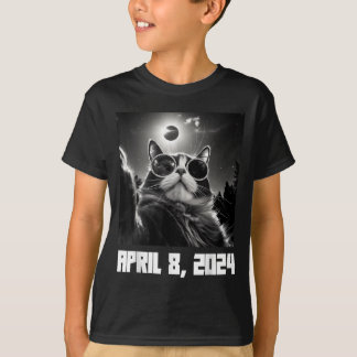 Lustiges totales Sonnenfinsternis-Katzen-Selfie T-Shirt