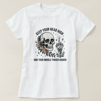 Lustiges Totenkopf-Mittelfinger-T-Shirt | Sarkasti T-Shirt