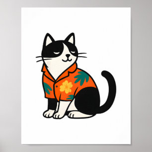 Lustiges tropisches Katze Hawaiian Aloha Urlaub De Poster