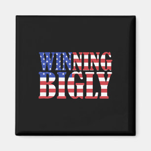 Lustiges Trump Gewinnt Bigly Amerikanische Flagge Magnet