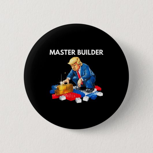 Lustiges Trump Master Builder Bausteine Geschenk Button (Vorderseite)