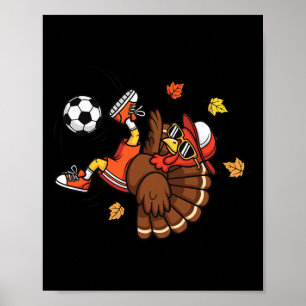 Lustiges Truthahn-Fußball-Shirt Thanksgiving Junge Poster