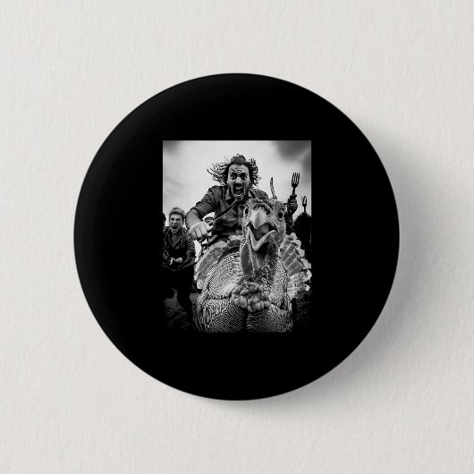 Lustiges Truthahn-Selfie Schwarz-Weiß Thanksgiving Button (Vorderseite)