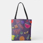 Lustiges Tulpenmuster Lila Tasche (Rückseite)