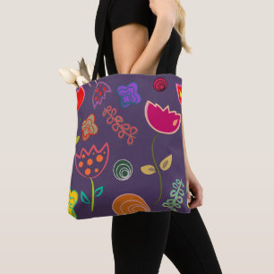 Lustiges Tulpenmuster Lila Tasche