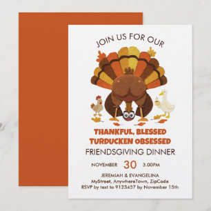Lustiges Turducken-FREUNDSCHAFTSTHANKSGIVING-Abend Einladung
