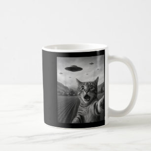 Lustiges überrascht Ed Katze Selfie mit Alien UFO  Kaffeetasse