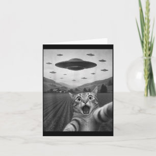 Lustiges überrascht Ed Katze Selfie mit Alien UFO Karte