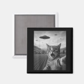 Lustiges überrascht Ed Katze Selfie mit Alien UFO Magnet (Vorderseite/Rückseite)