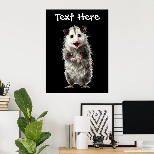 Lustiges überrascht schockiertes Opossum Poster (Heimbüro)