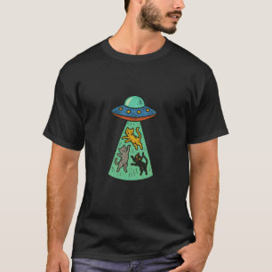 Lustiges UFO, das Katzen in den Weltraum entführt, T-Shirt