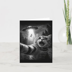 Lustiges UFO-Katzen-Selfie-Alien-Entführungs-Grafi Karte