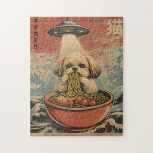 Lustiges UFO-Shih-Tzu-Ramen-vintage-japanisches Pu Puzzle