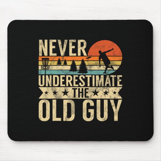 Lustiges Ultimate Frisbee Der alte Kerl Disc Golf Mousepad (Vorne)