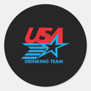 Lustiges Unabhängigkeitstag T-Shirt USA Trinkteam Runder Aufkleber