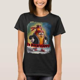 Lustiges und farbenfrohes Bierdesign auf Schwarz T-Shirt