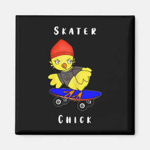 Lustiges und feuriges Skater-Chick-Skateboard-Gesc Magnet