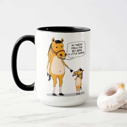 Lustiges und niedliches großes Pferd und kleines Tasse (Mit Donut)