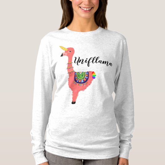 Lustiges Unifllama: Einhorn-Flamingo-Lama Kreuzung T-Shirt (Vorderseite)