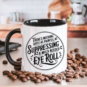 Lustiges Unterdrücken eines dringend benötigten Au Tasse