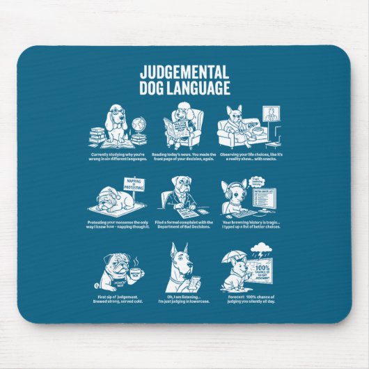 Lustiges urteilendes Hunde-Sprach-Meme Mousepad (Vorne)
