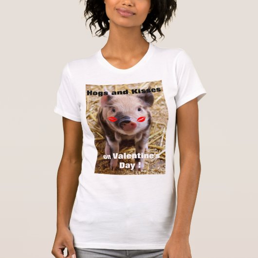 Lustiges Valentine-Tagesniedliches lustiges Ferkel T-Shirt (Vorderseite)