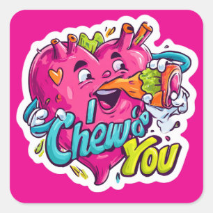 Lustiges Valentinstag-Sticker-Paket – Süßes Gesche Quadratischer Aufkleber