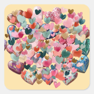Lustiges Valentinstag-Sticker-Paket – Süßes Gesche Quadratischer Aufkleber