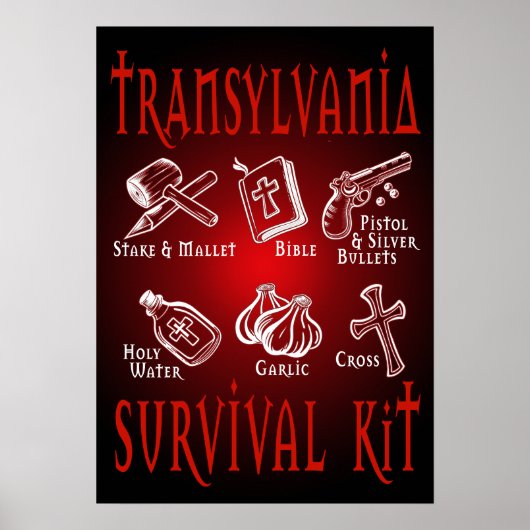 Lustiges Vampir-Transsilvanien-Überlebenskit Poster (Vorne)