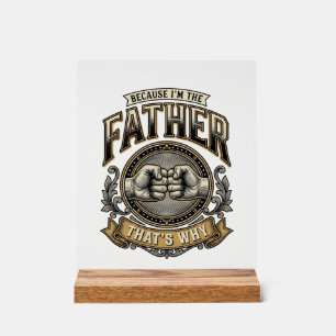 Lustiges Vater-Faustschlag Vintage-Gravur-Shirt De Acrylschild