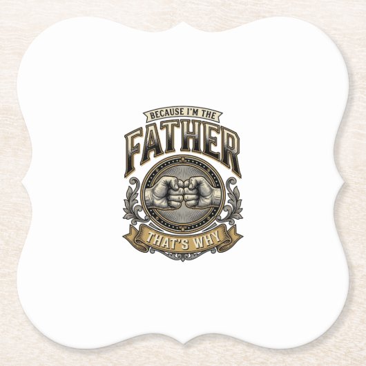 Lustiges Vater-Fauststoß Vintage-Gravur-Shirt-Des Untersetzer (Vorderseite)