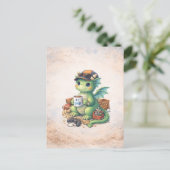 Lustiges Vatertags-Drache-Papa-Geschenk Postkarte (Stehend Vorderseite)