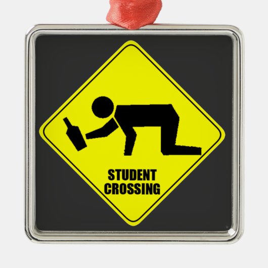 Lustiges Verkehrsschild - betrunkene Silbernes Ornament (Vorne)