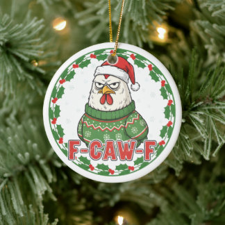 Lustiges verrücktes Huhn F-CAW-F Feiertags FCawF Keramik Ornament