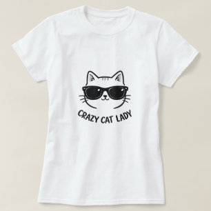Lustiges Verrücktes Katzenlady-Shirt mit Sonnenbri T-Shirt