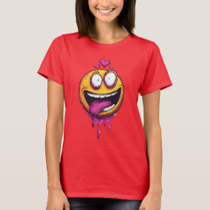 Lustiges Verrücktes Liebes-Emoji-Grafik-T-Shirt – T-Shirt