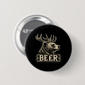Lustiges Vintage-Bierdesign Bär mit Hirschgeweih F Button (Vorne & Hinten)