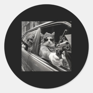 Lustiges Vintage-Gangster-Katzen-Meme Katzen-Vater Runder Aufkleber